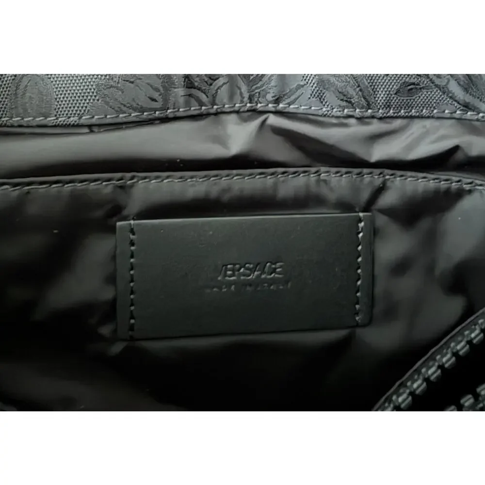 $1,575 NWT Versace Men's Barocco Jacquard Nylon Greca Buckle Messenger Bag